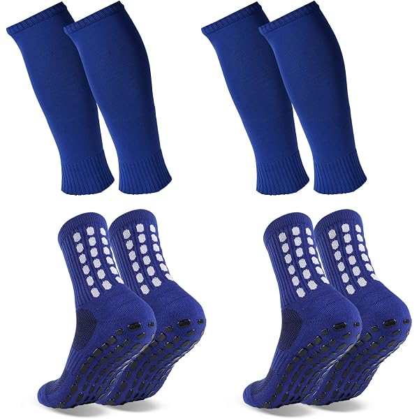 Amazon.com: ZXOLDZX 2 Set Grip Soccer Socks with Shin Guard